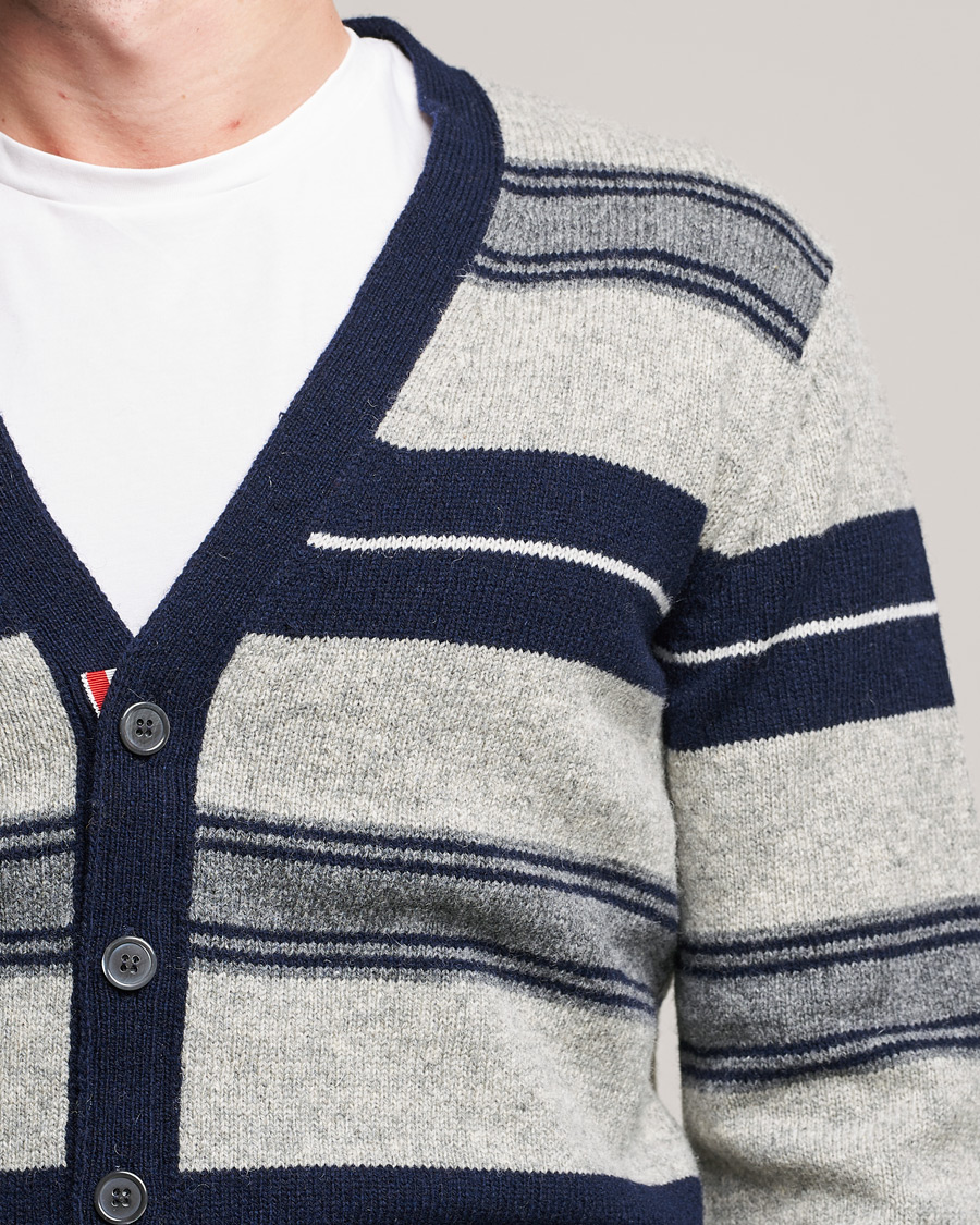 Heren | Truien | Thom Browne | Tartan Stripe Wool Cardigan Medium Grey