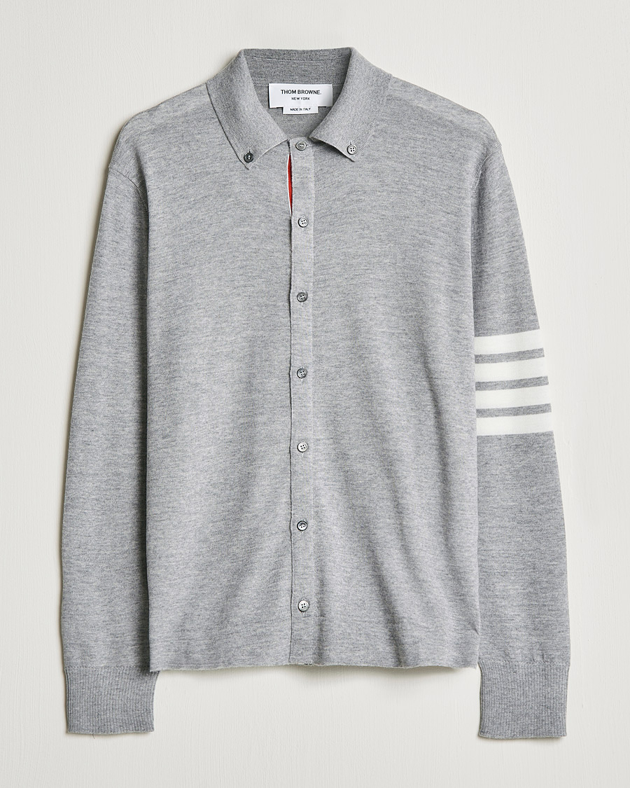 Heren | Overhemden | Thom Browne | Merino Wool Button Down Shirt Light Grey