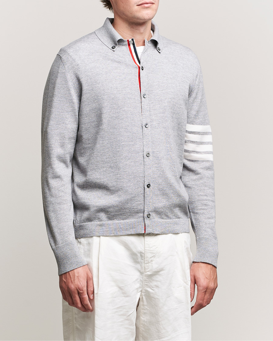 Heren | Overhemden | Thom Browne | Merino Wool Button Down Shirt Light Grey