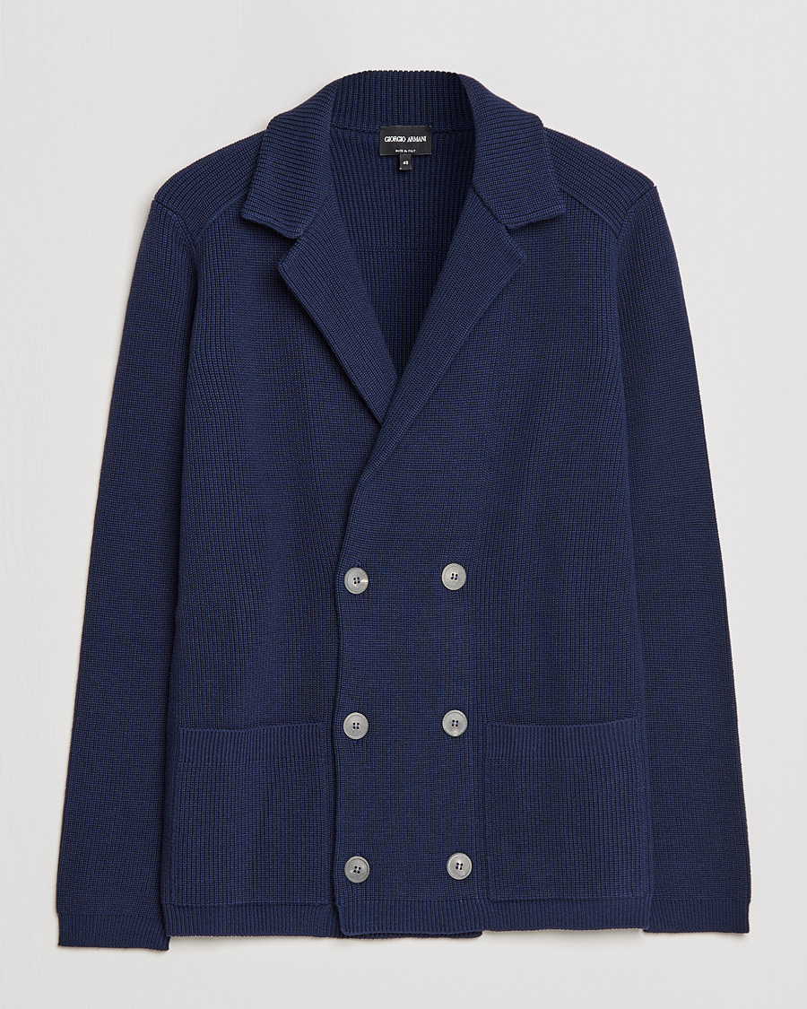 Heren | Blazers | Giorgio Armani | Double Breasted Knitted Blazer Navy