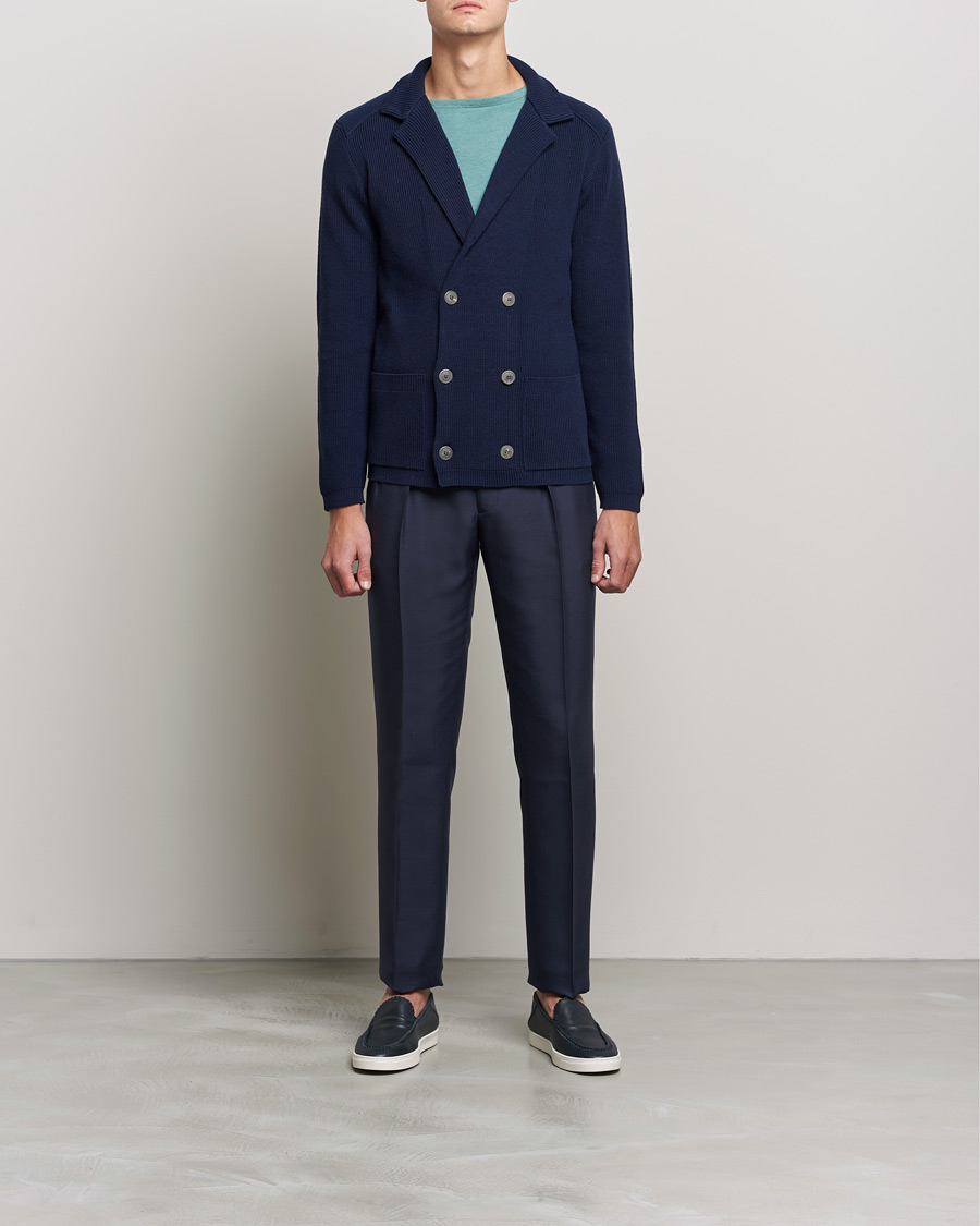 Heren | Blazers | Giorgio Armani | Double Breasted Knitted Blazer Navy