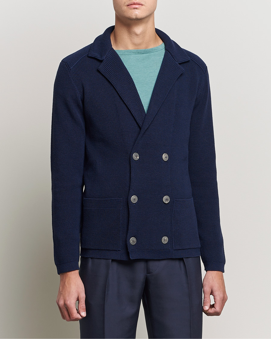 Heren | Blazers | Giorgio Armani | Double Breasted Knitted Blazer Navy