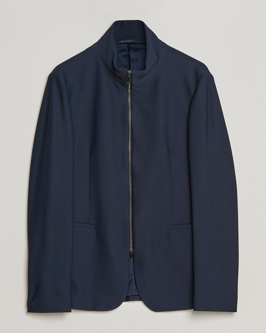 Heren | Blazers | Giorgio Armani | Technical Mesh Zip Blazer Navy