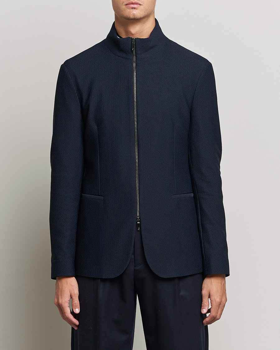 Heren | Blazers | Giorgio Armani | Technical Mesh Zip Blazer Navy