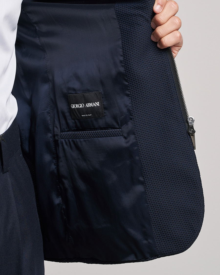 Heren | Blazers | Giorgio Armani | Technical Mesh Zip Blazer Navy