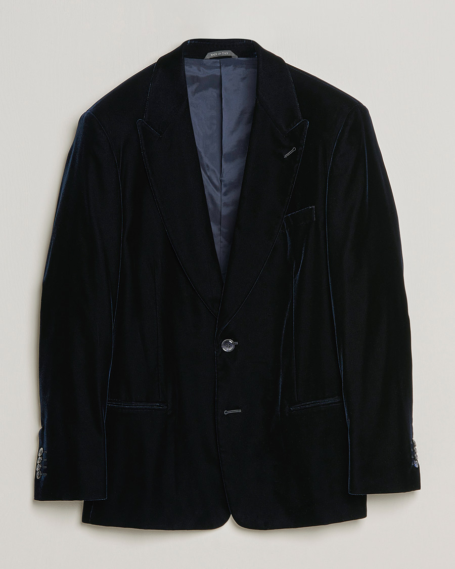 Heren | Blazers | Giorgio Armani | Peak Lapel Velvet Blazer Navy
