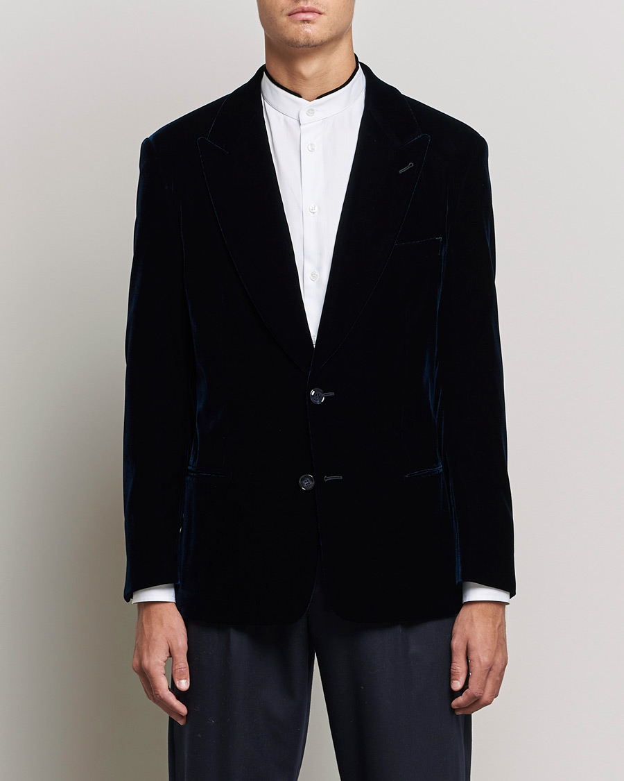 Heren | Blazers | Giorgio Armani | Peak Lapel Velvet Blazer Navy
