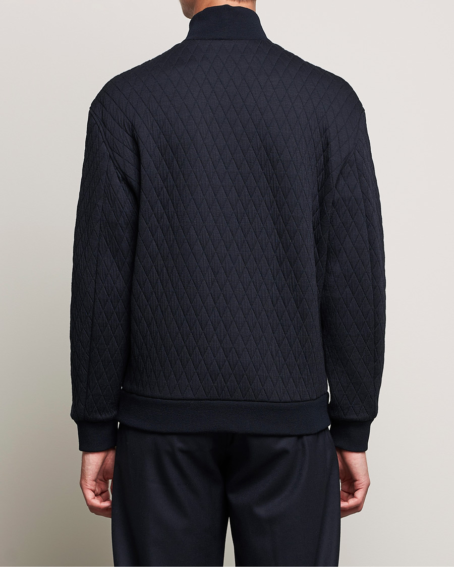 Heren | Truien | Giorgio Armani | Diamond Quilted Zip Sweater Navy
