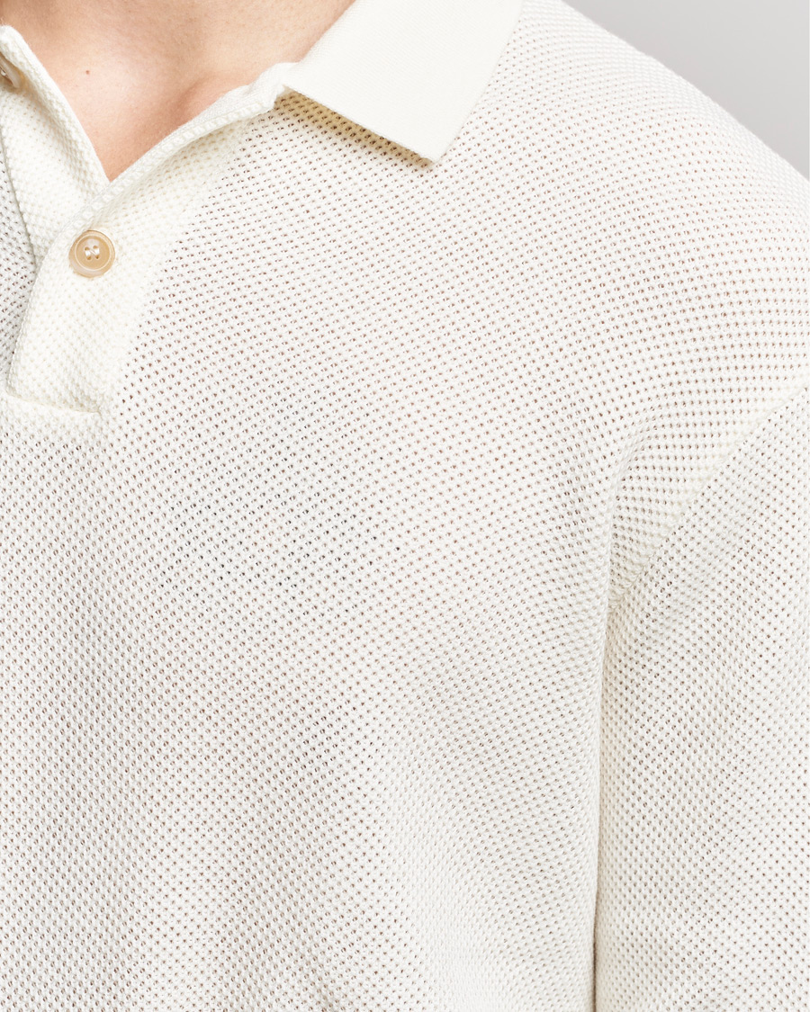 Heren | Truien | Giorgio Armani | Wool Piquet Long Sleeve Polo Off White