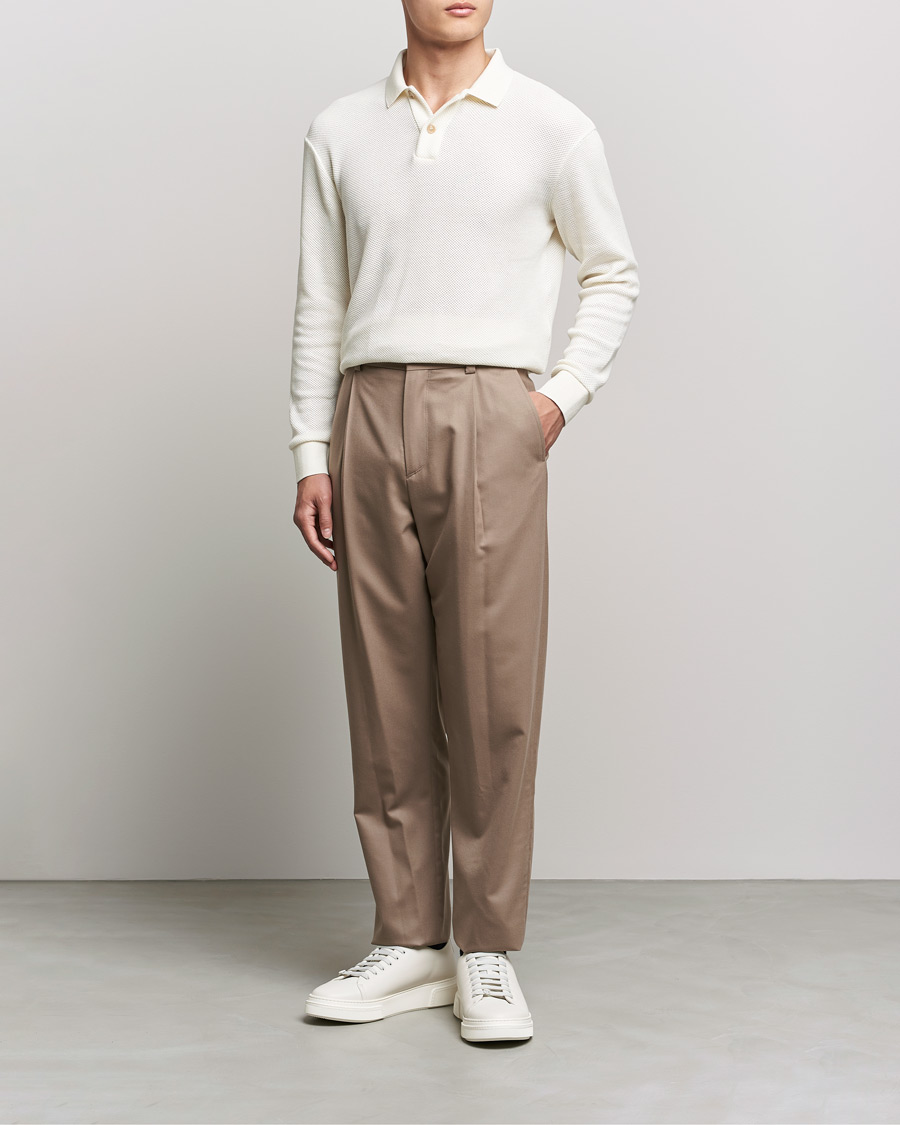 Heren | Broeken | Giorgio Armani | Tapered Pleated Flannel Trousers Beige