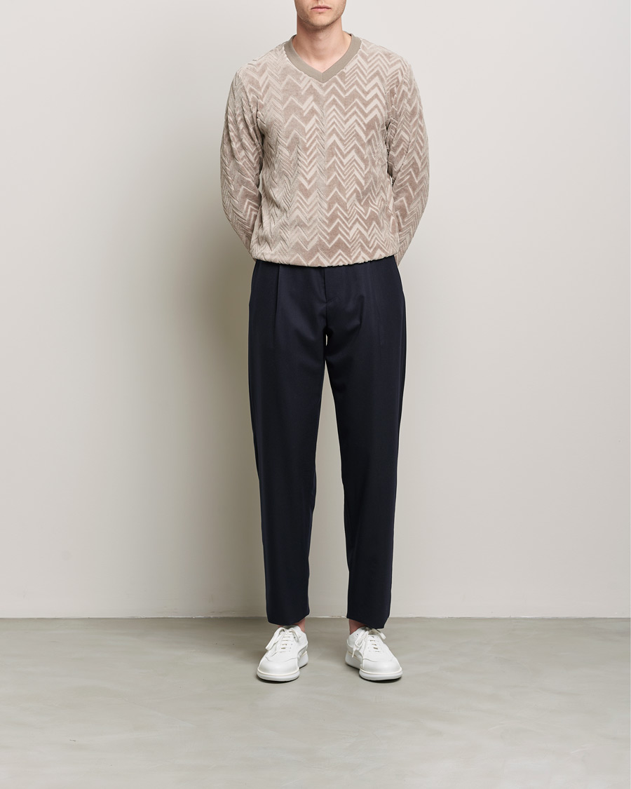 Heren | Broeken | Giorgio Armani | Tapered Pleated Flannel Trousers Navy