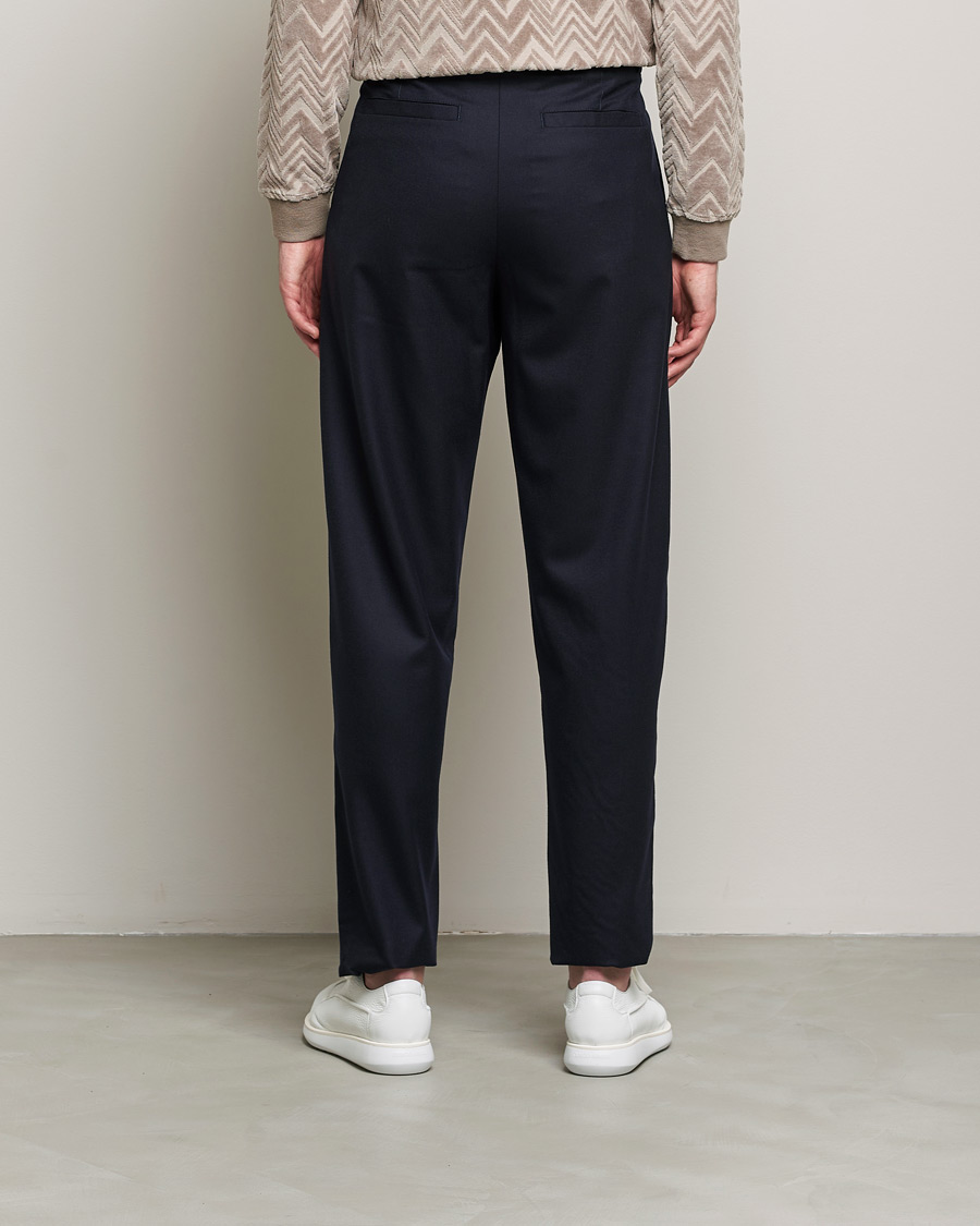 Heren | Broeken | Giorgio Armani | Tapered Pleated Flannel Trousers Navy