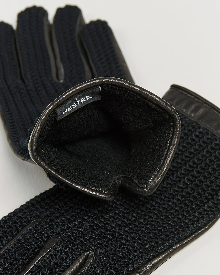 Heren | Handschoenen | Hestra | Adam Crochet Wool Lined Glove Black/Black