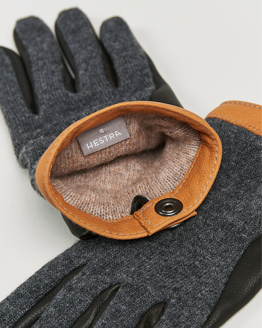 Heren | Handschoenen | Hestra | Deerskin Wool Tricot Glove Grey/Black