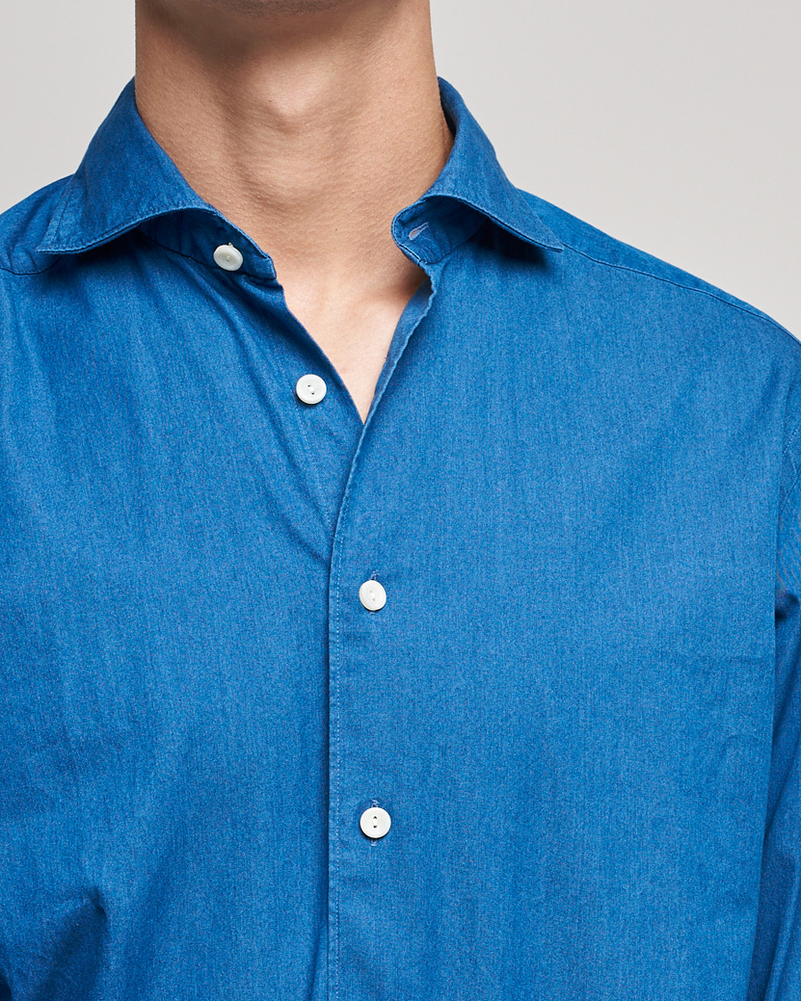 Heren | Overhemden | Eton | Slim Fit Garment Washed Denim Shirt Indigo