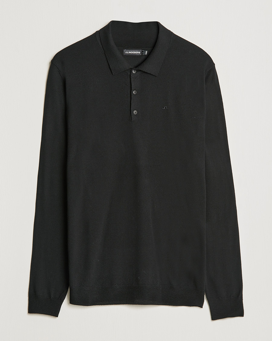 Heren | Truien | J.Lindeberg | Noel True Merino Poloshirt Black