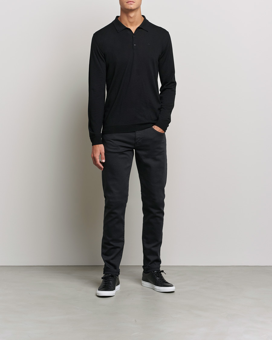 Heren | Truien | J.Lindeberg | Noel True Merino Poloshirt Black