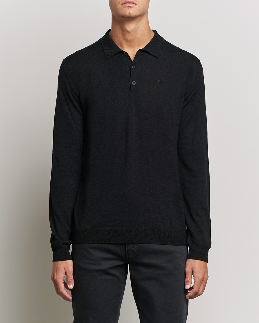 Heren | Truien | J.Lindeberg | Noel True Merino Poloshirt Black