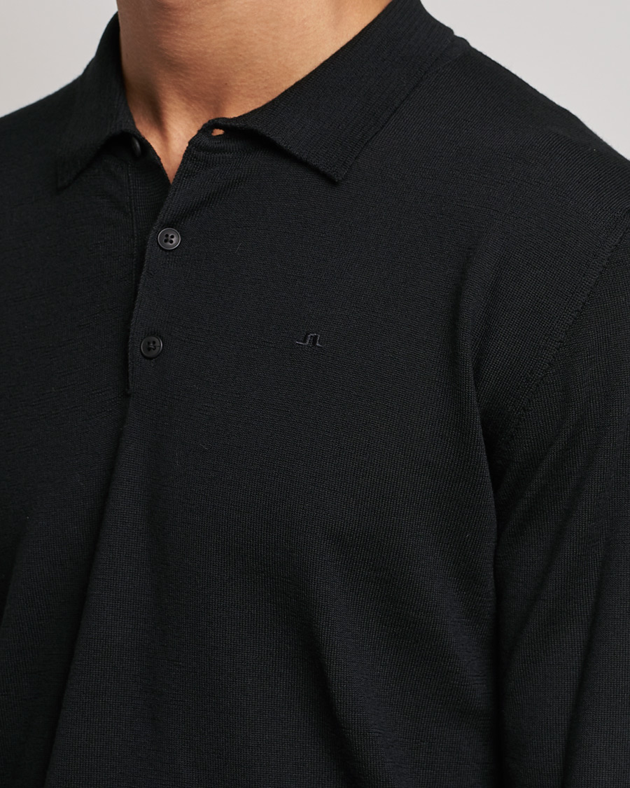 Heren | Truien | J.Lindeberg | Noel True Merino Poloshirt Black