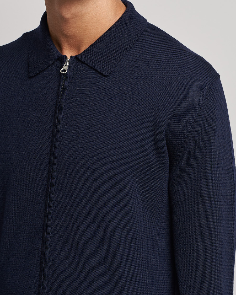 Heren | Truien | J.Lindeberg | Nyle True Merino Zip Cardigan Navy