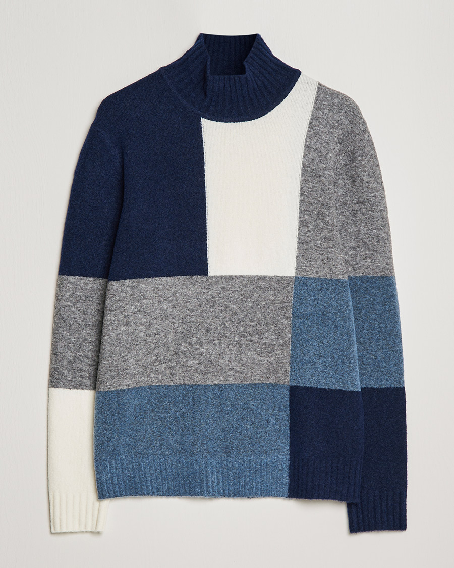 Heren | Truien | J.Lindeberg | Orian Wool Blend Turtleneck Blue Colorblock