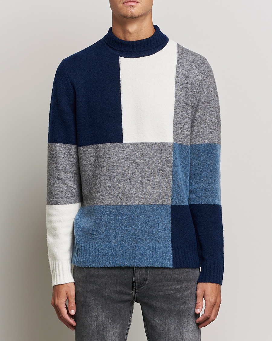 Heren | Truien | J.Lindeberg | Orian Wool Blend Turtleneck Blue Colorblock