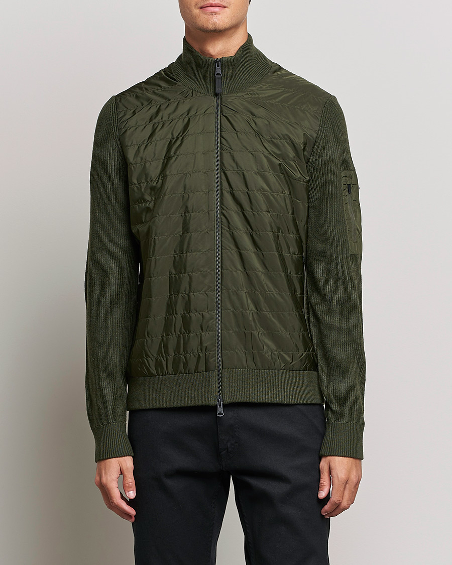 Heren | Truien | J.Lindeberg | Beck Knitted Hybrid Jacket Forest Green