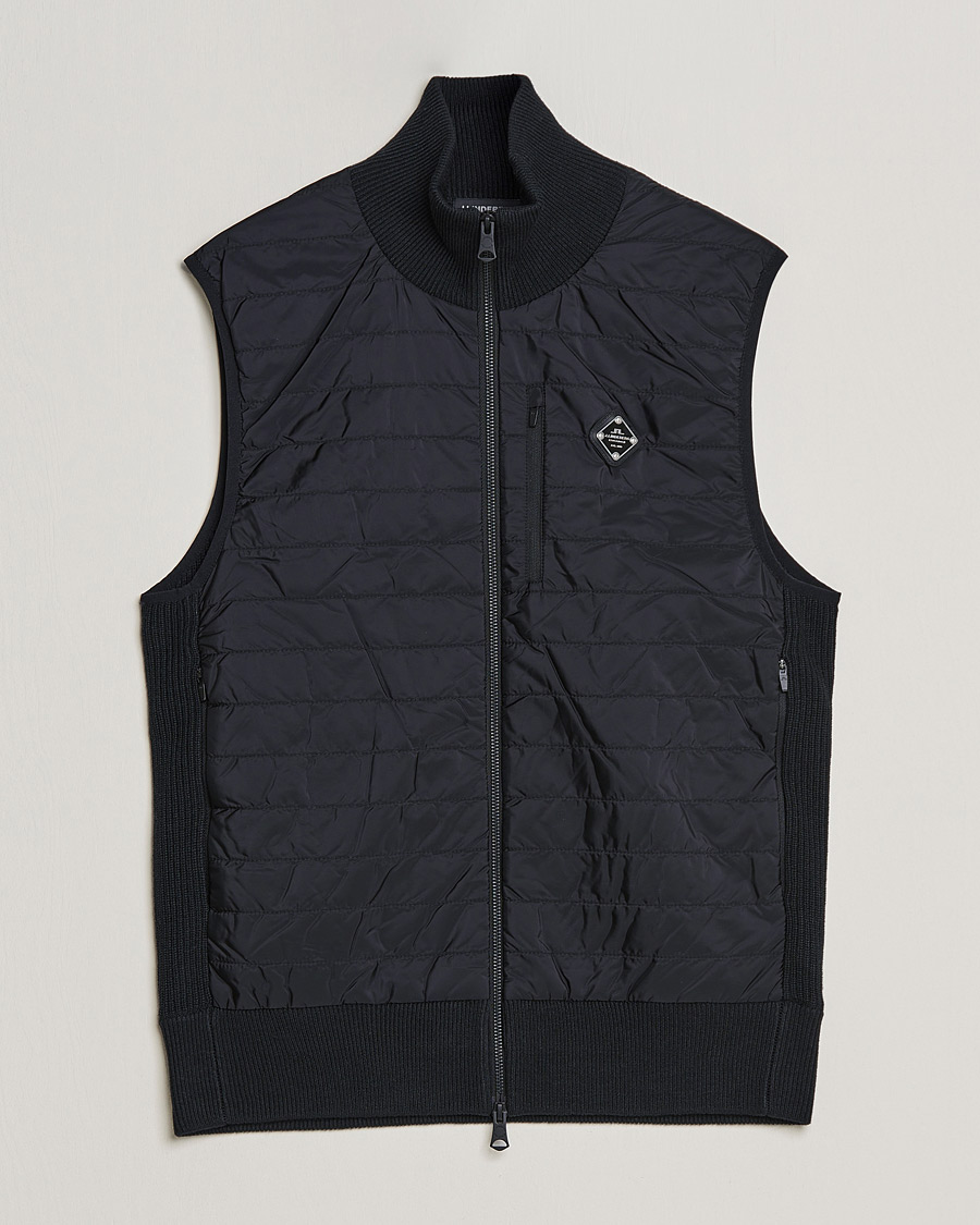 Heren | Truien | J.Lindeberg | Becket Knitted Hybrid Zip Vest Black