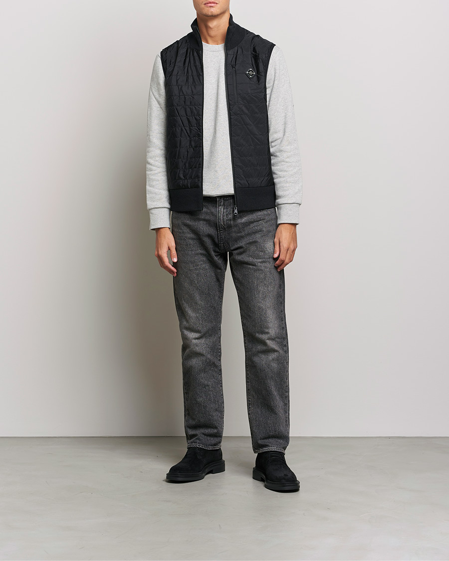 Heren | Truien | J.Lindeberg | Becket Knitted Hybrid Zip Vest Black