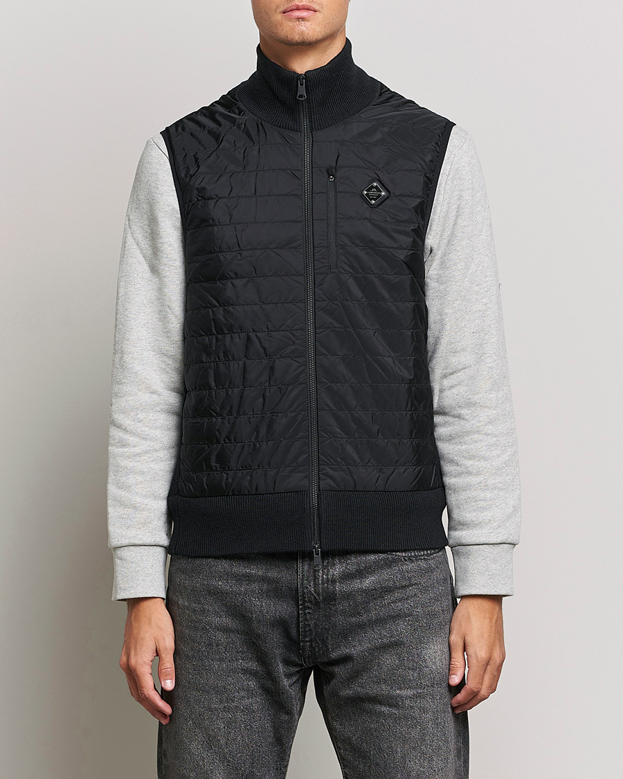 Heren | Truien | J.Lindeberg | Becket Knitted Hybrid Zip Vest Black