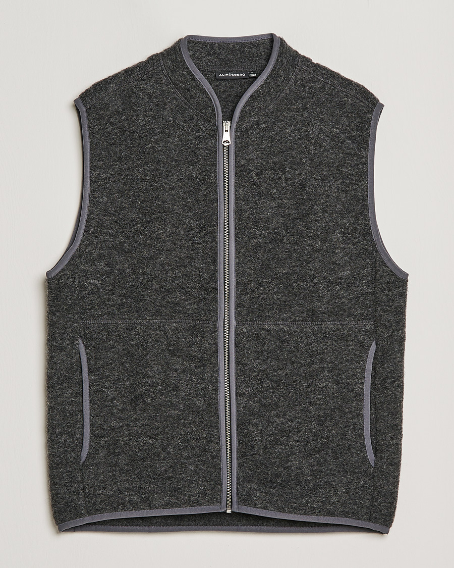 Heren | Truien | J.Lindeberg | Duncan Wool Fleece Vest Grey Melange