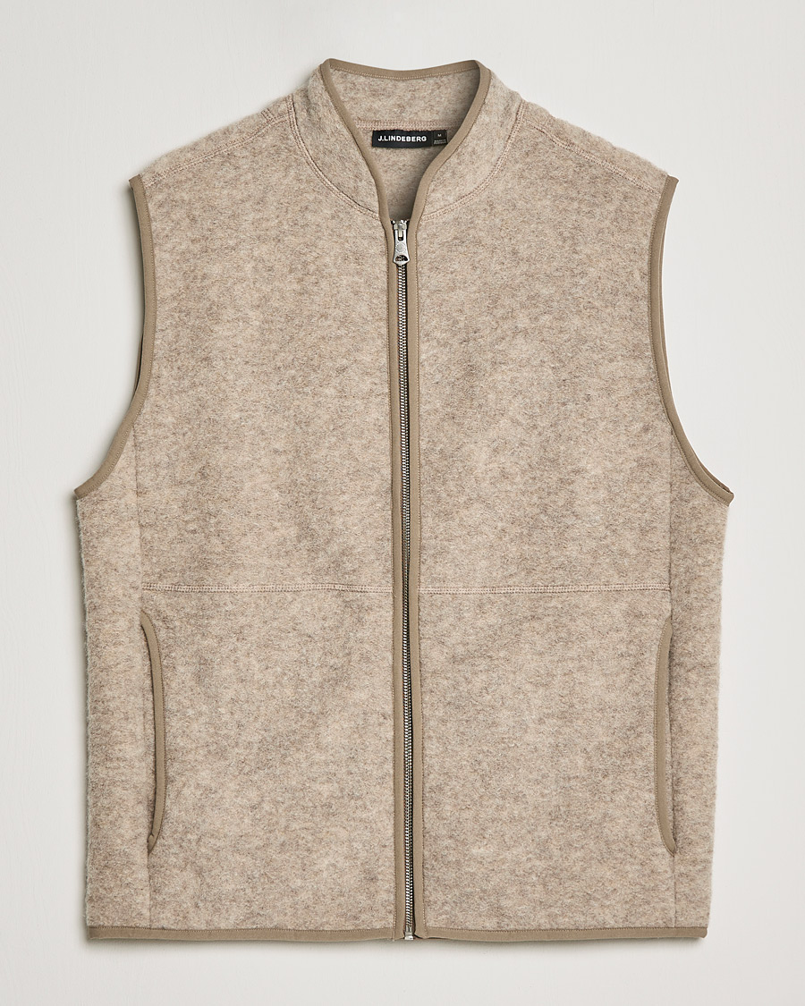 Heren | Truien | J.Lindeberg | Duncan Wool Fleece Vest Tiger Brown