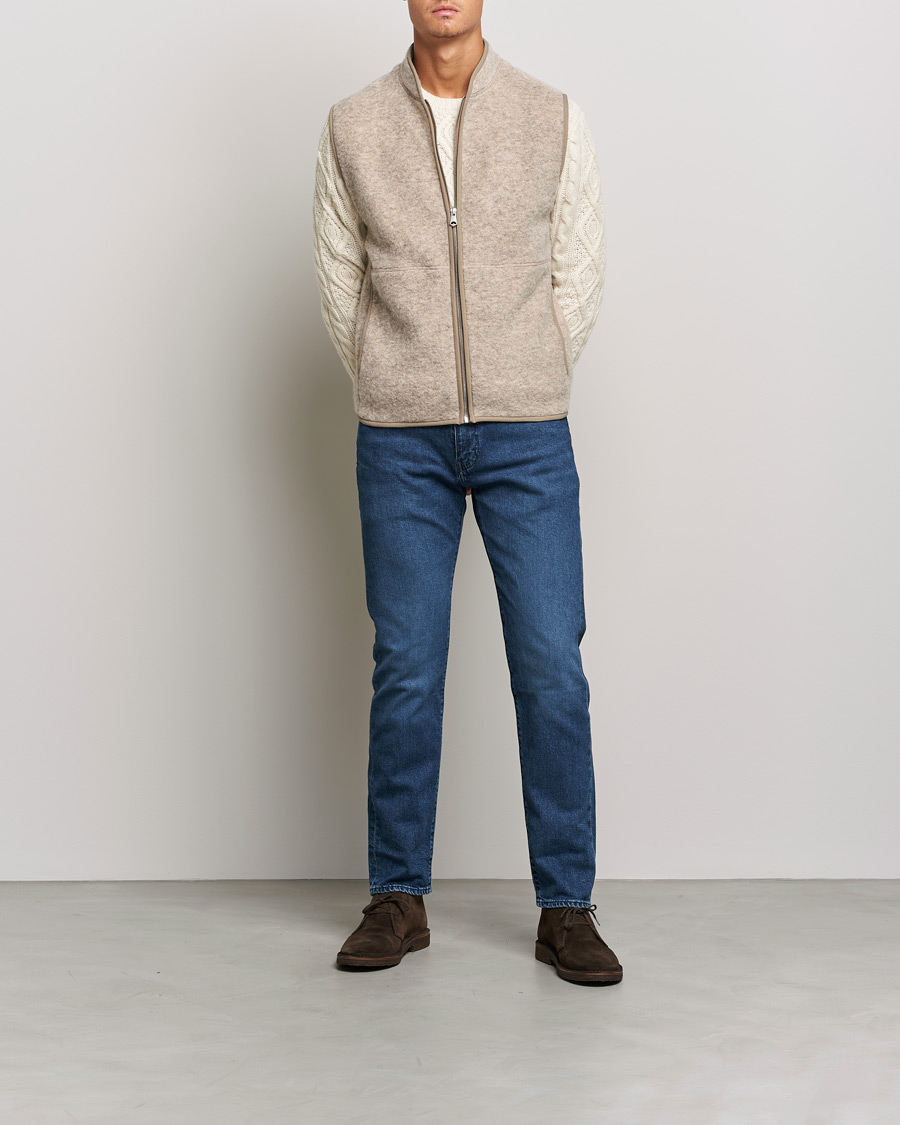 Heren | Truien | J.Lindeberg | Duncan Wool Fleece Vest Tiger Brown