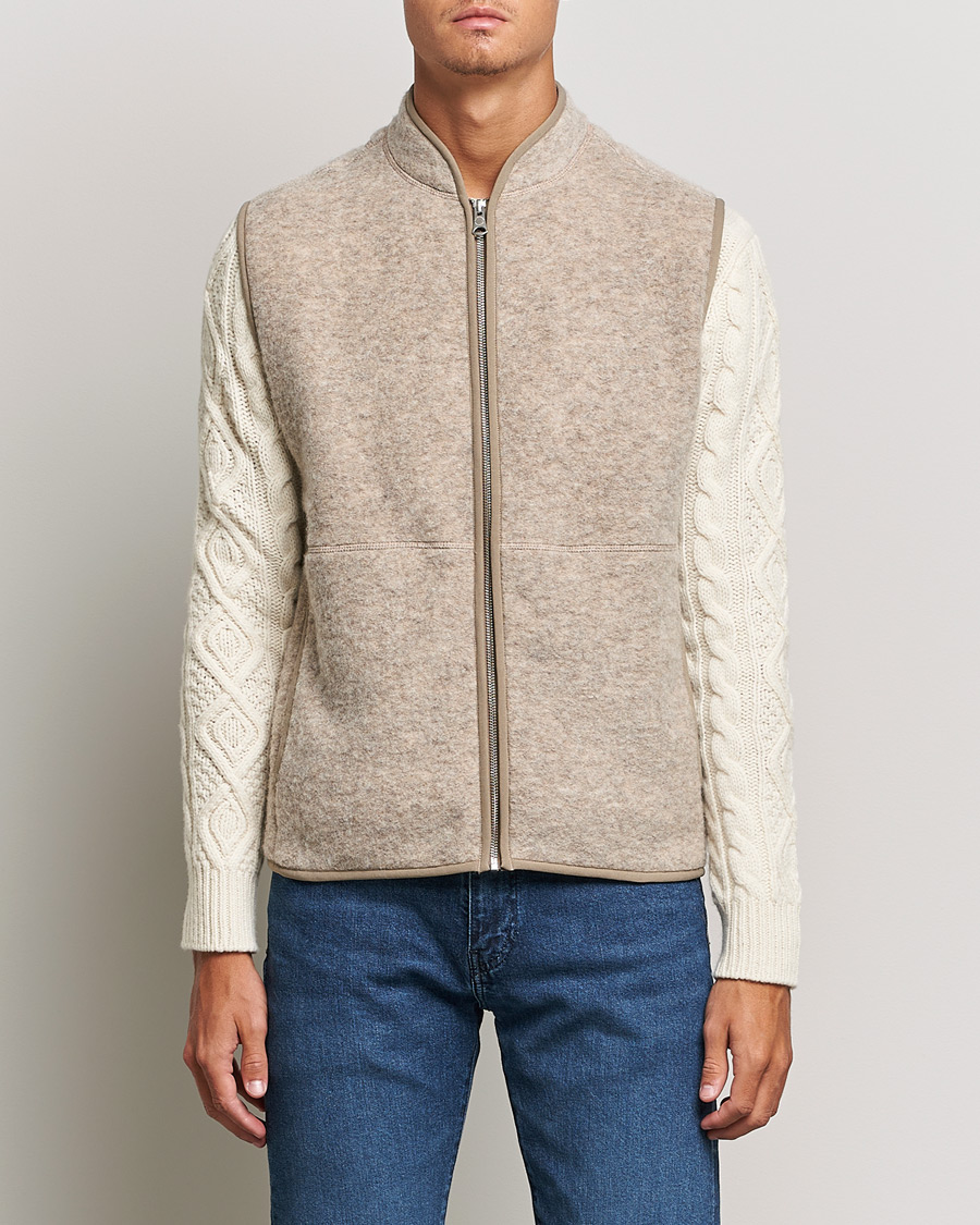 Heren | Truien | J.Lindeberg | Duncan Wool Fleece Vest Tiger Brown