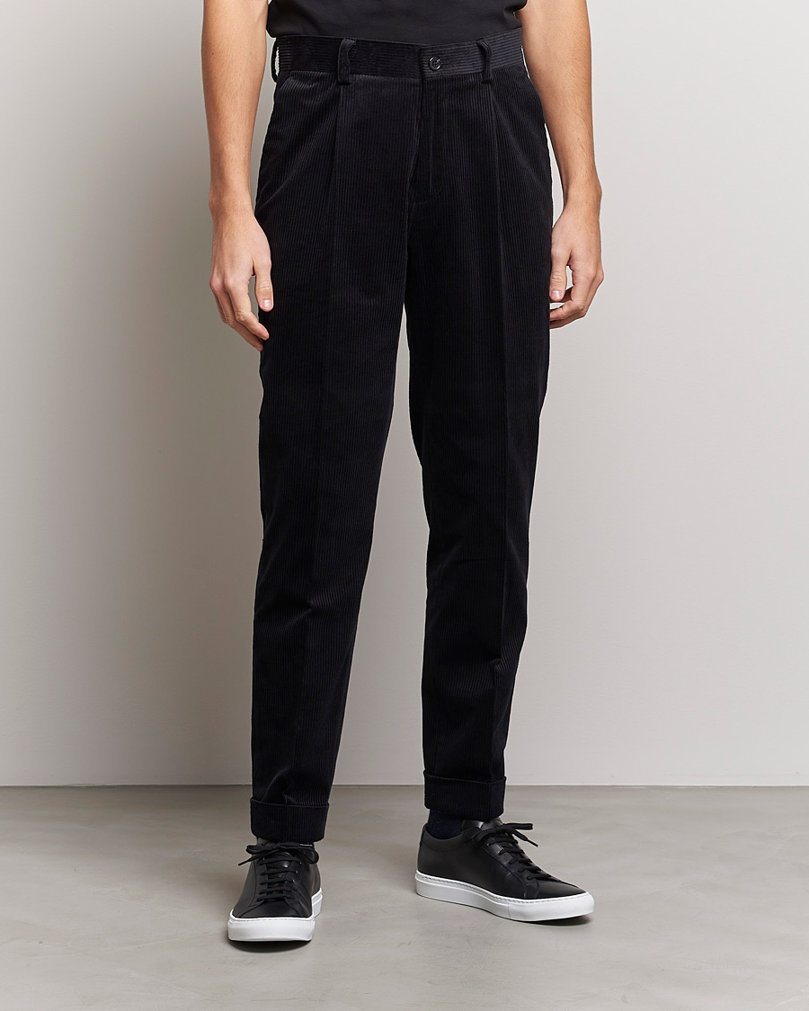 Heren | Broeken | J.Lindeberg | Gordon Pleated Corduroy Trousers Black