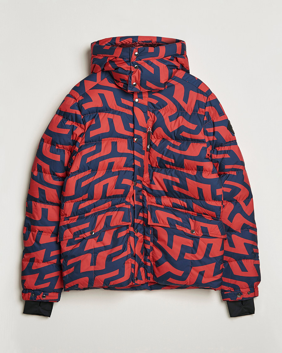 Heren | Jassen | J.Lindeberg | Sphere Printed Down Jacket Bridge Swirl Red