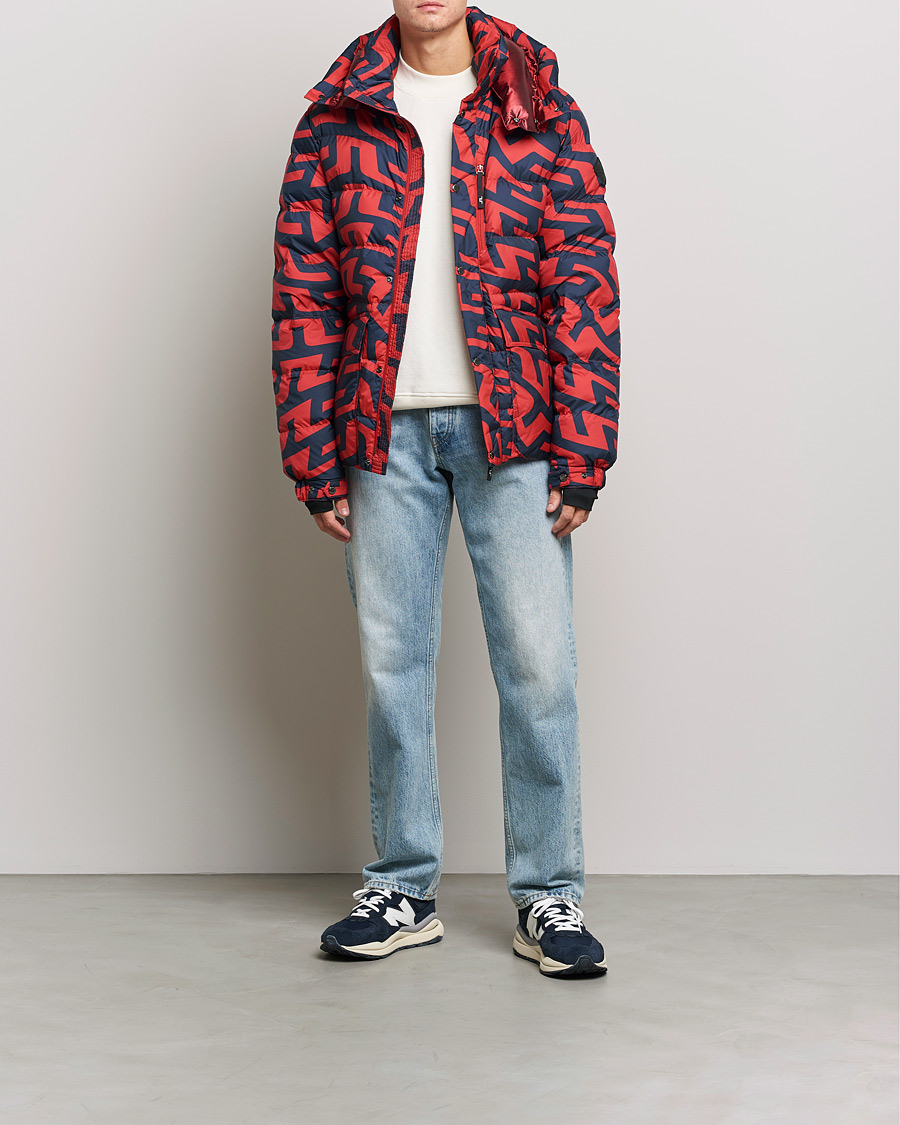 Heren | Jassen | J.Lindeberg | Sphere Printed Down Jacket Bridge Swirl Red