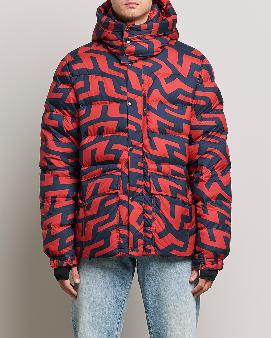 Heren | Jassen | J.Lindeberg | Sphere Printed Down Jacket Bridge Swirl Red