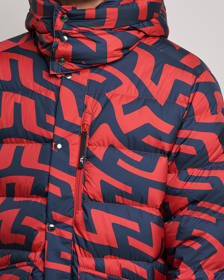 Heren | Jassen | J.Lindeberg | Sphere Printed Down Jacket Bridge Swirl Red