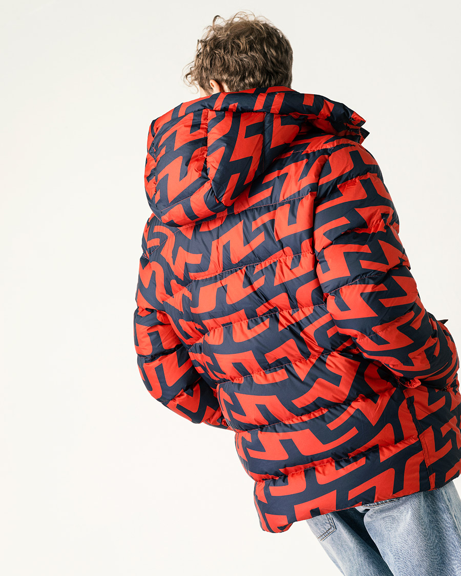 Heren | Jassen | J.Lindeberg | Sphere Printed Down Jacket Bridge Swirl Red