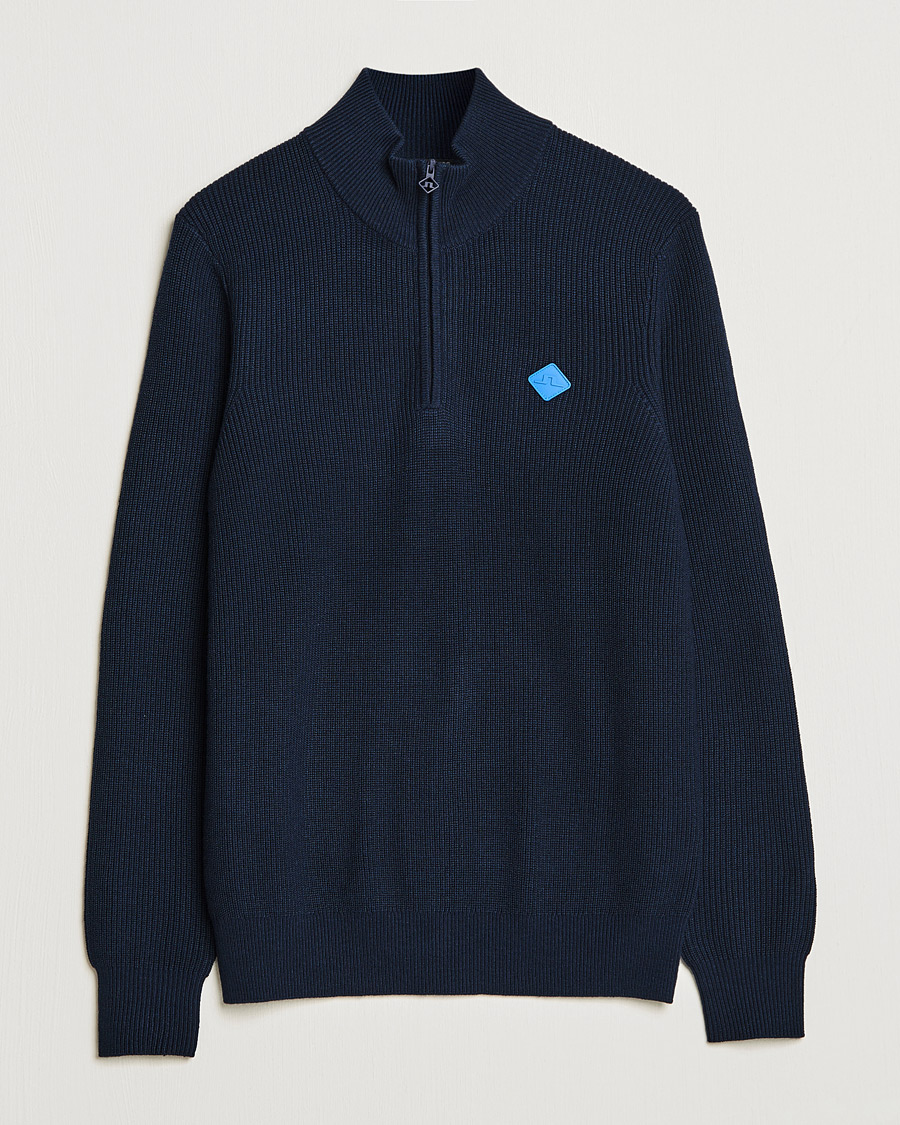 Heren | Truien | J.Lindeberg | Diamond Knitted Zip Sweater Navy