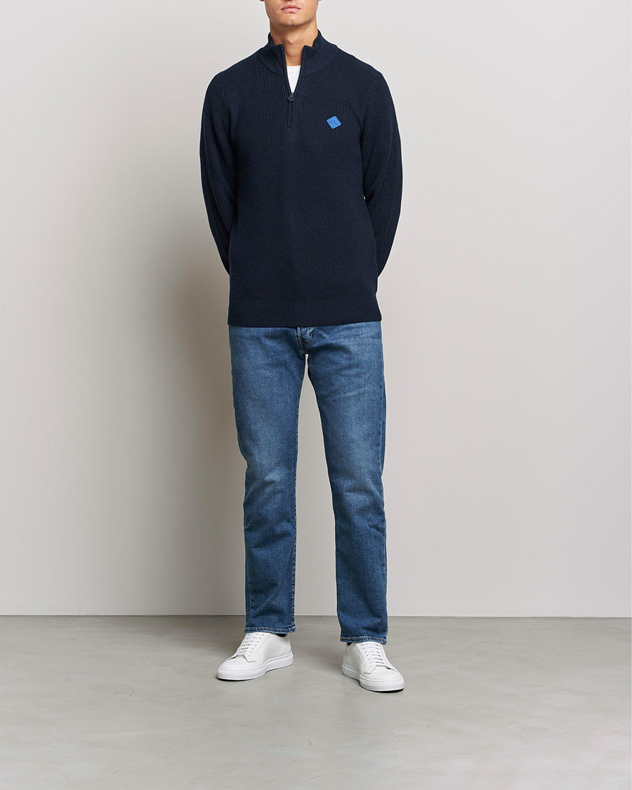 Heren | Truien | J.Lindeberg | Diamond Knitted Zip Sweater Navy