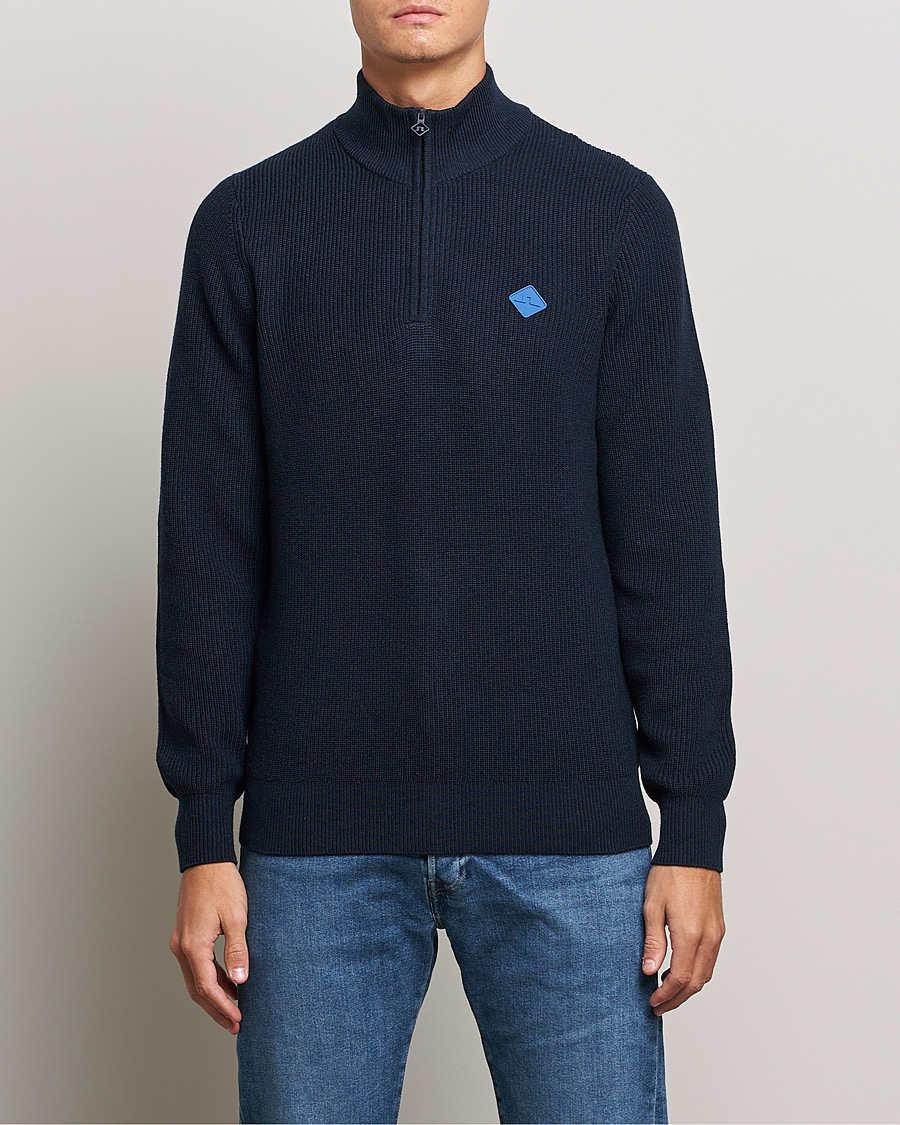 Heren | Truien | J.Lindeberg | Diamond Knitted Zip Sweater Navy