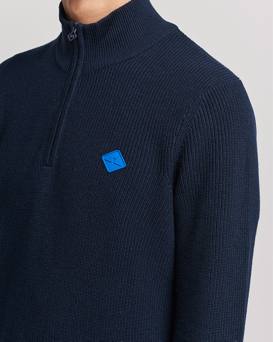 Heren | Truien | J.Lindeberg | Diamond Knitted Zip Sweater Navy