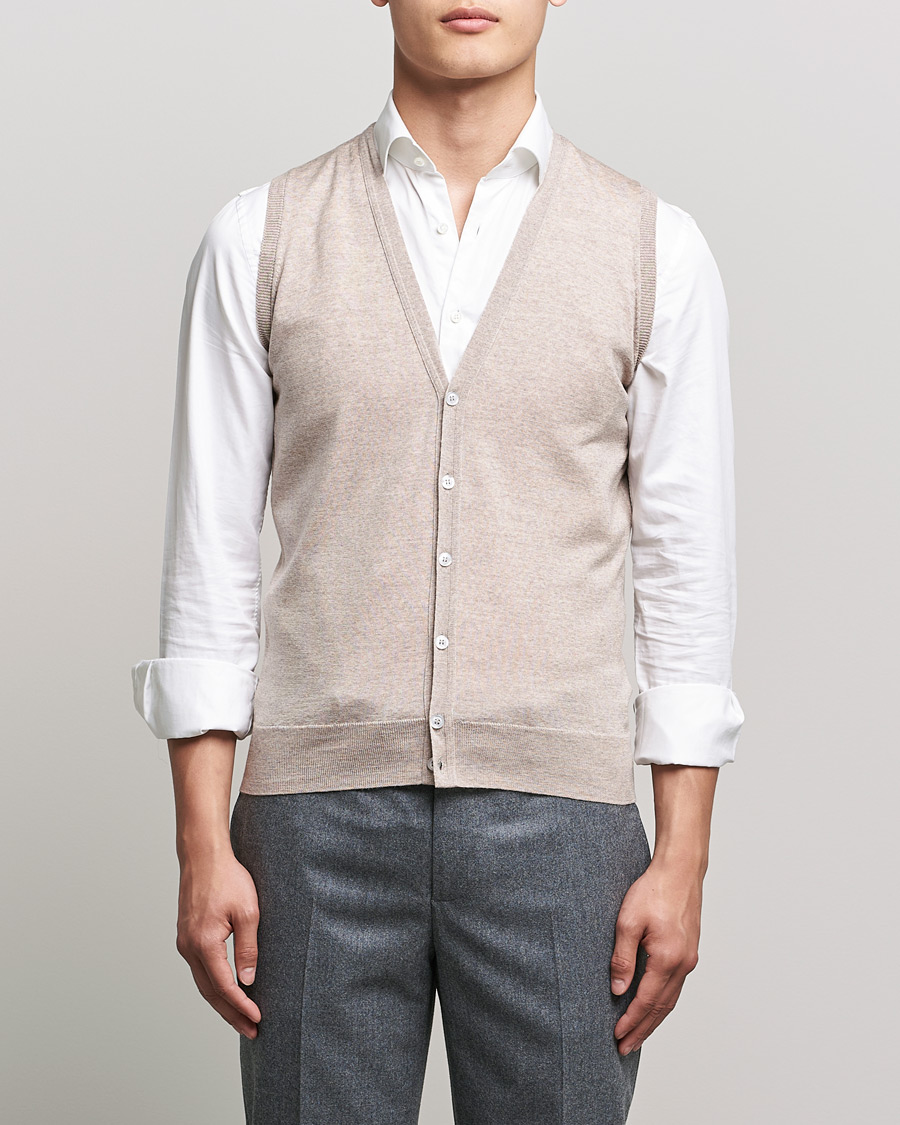 Heren | Truien | John Smedley | Huntswood Slim Fit Waistcoat Soft Fawn