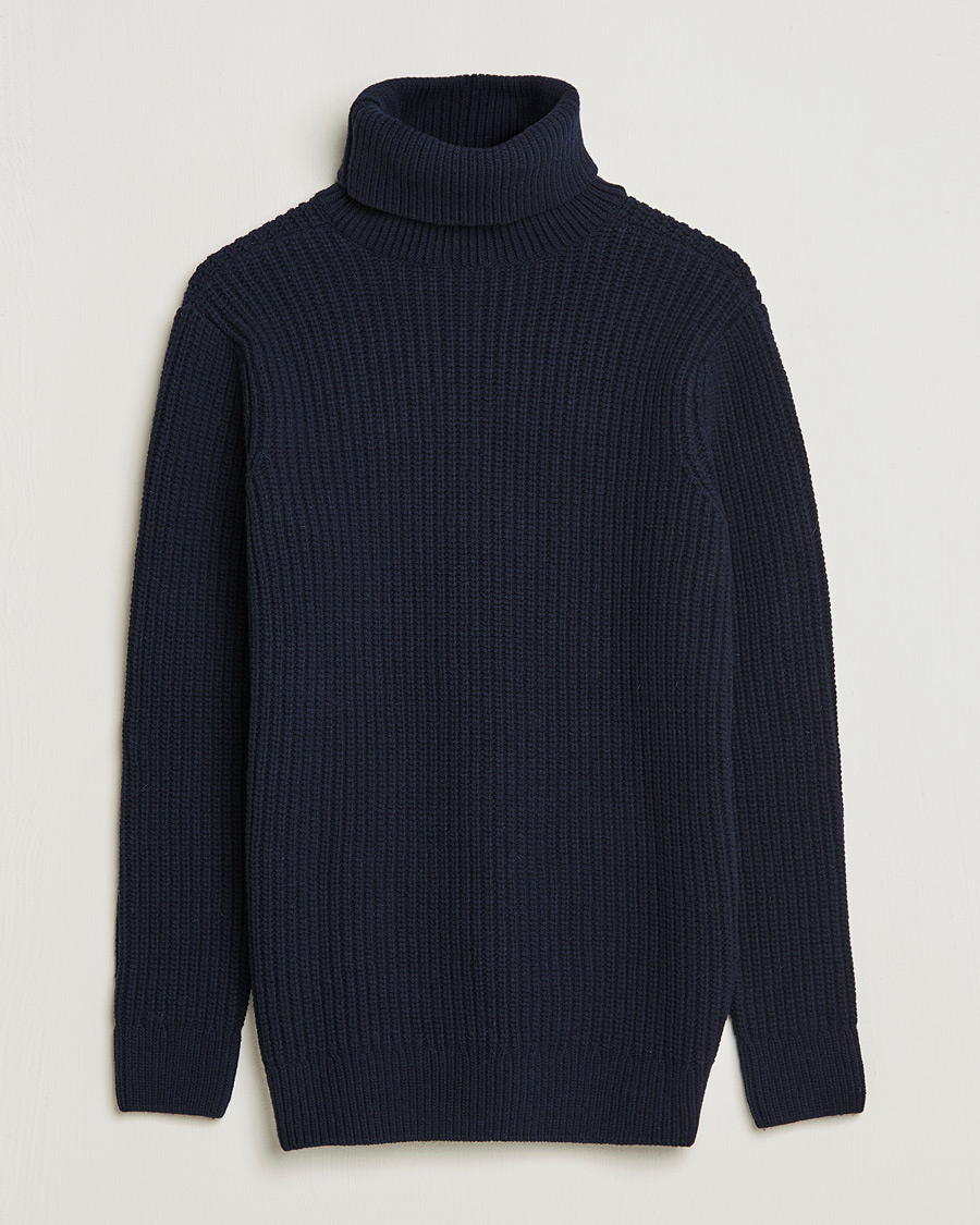 Heren | Truien | Armor-lux | Pull Col Montant Wool Sweater Navy