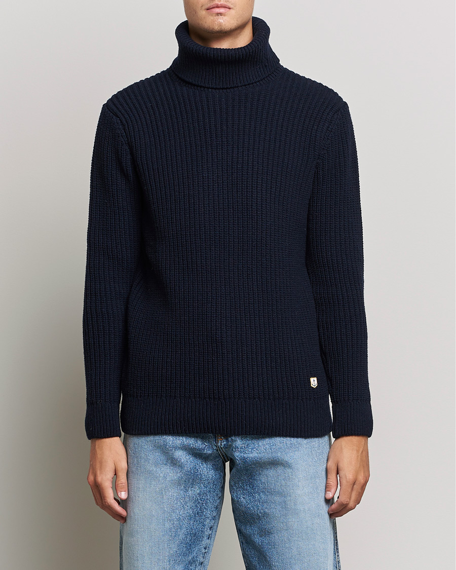Heren | Truien | Armor-lux | Pull Col Montant Wool Sweater Navy
