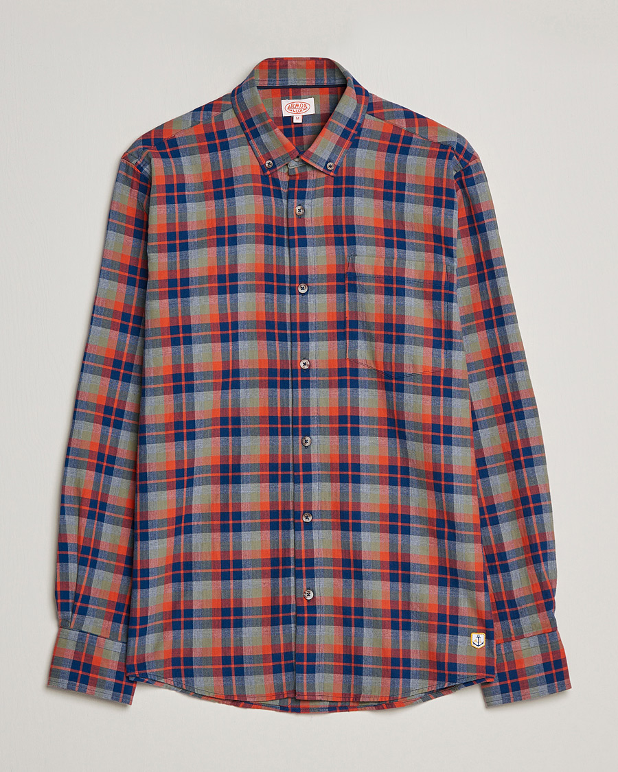 Heren | Overhemden | Armor-lux | Chemise Flannel Shirt Green Blue