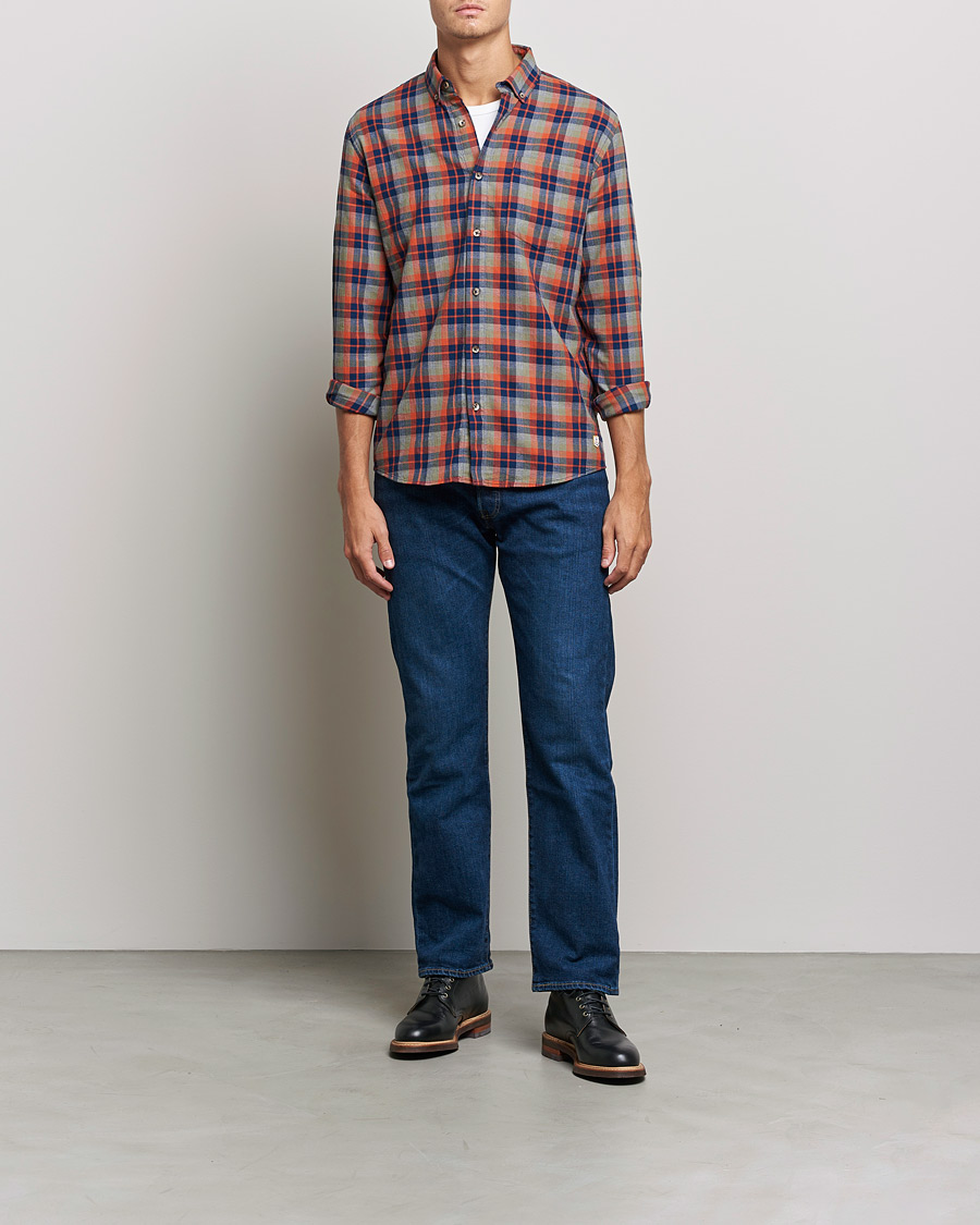 Heren | Overhemden | Armor-lux | Chemise Flannel Shirt Green Blue