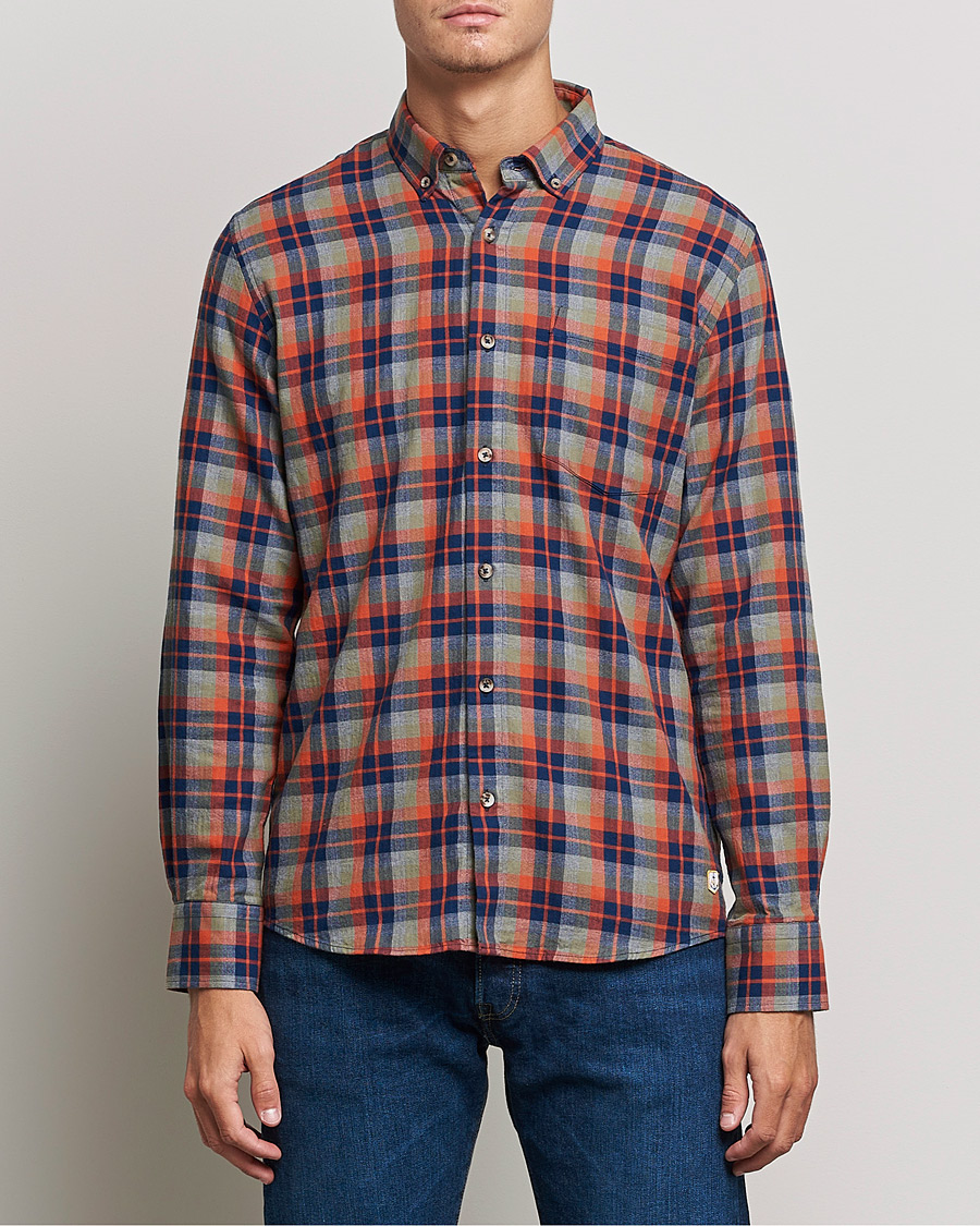 Heren | Overhemden | Armor-lux | Chemise Flannel Shirt Green Blue